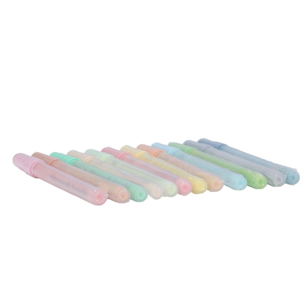12 Colors Acrylic Paint Markers Soft Tone Safe Odorless Colorfast Paint Pens Set for Metal Plastic