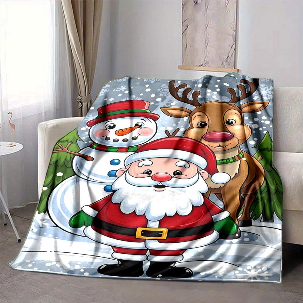1pc Christmas, Santa Claus Blanket Lightweight Flannel Blanket Throw Blanket For Sofa, Bed, Travel, Camping, Livingroom, Couch, Chair, And Bed yy25090