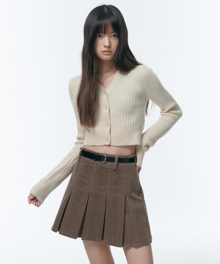 Musinsa Standard Woman Women'S Corduroy Pleated Mini Skirt [Khaki Brown]