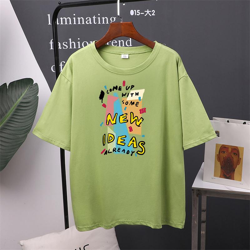 Футболка с принтом «Новые идеи», красочные женские хлопковые летние футболки большого размера, мягкий женский джемпер, топ