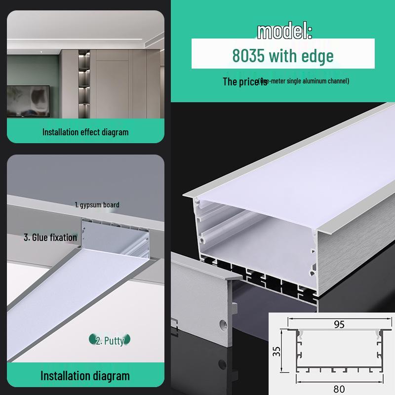 Seamless Linear Recessed LED Light Channel - Aluminum Strip Slot Design
