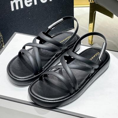 Сандалии женские летние на плоской подошве с мягкой подошвой Temperament Roman Shoes Beach Shoes