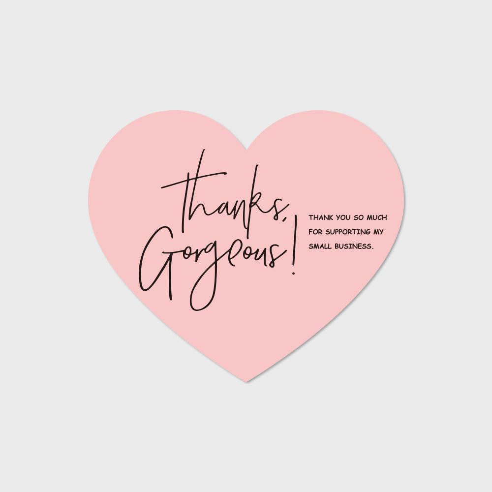 30pcs/pack Heart Pink Thank You Card For Supporting Business Package Decoration "Gorgeous Thanks" Business Card 6cm*7cm
