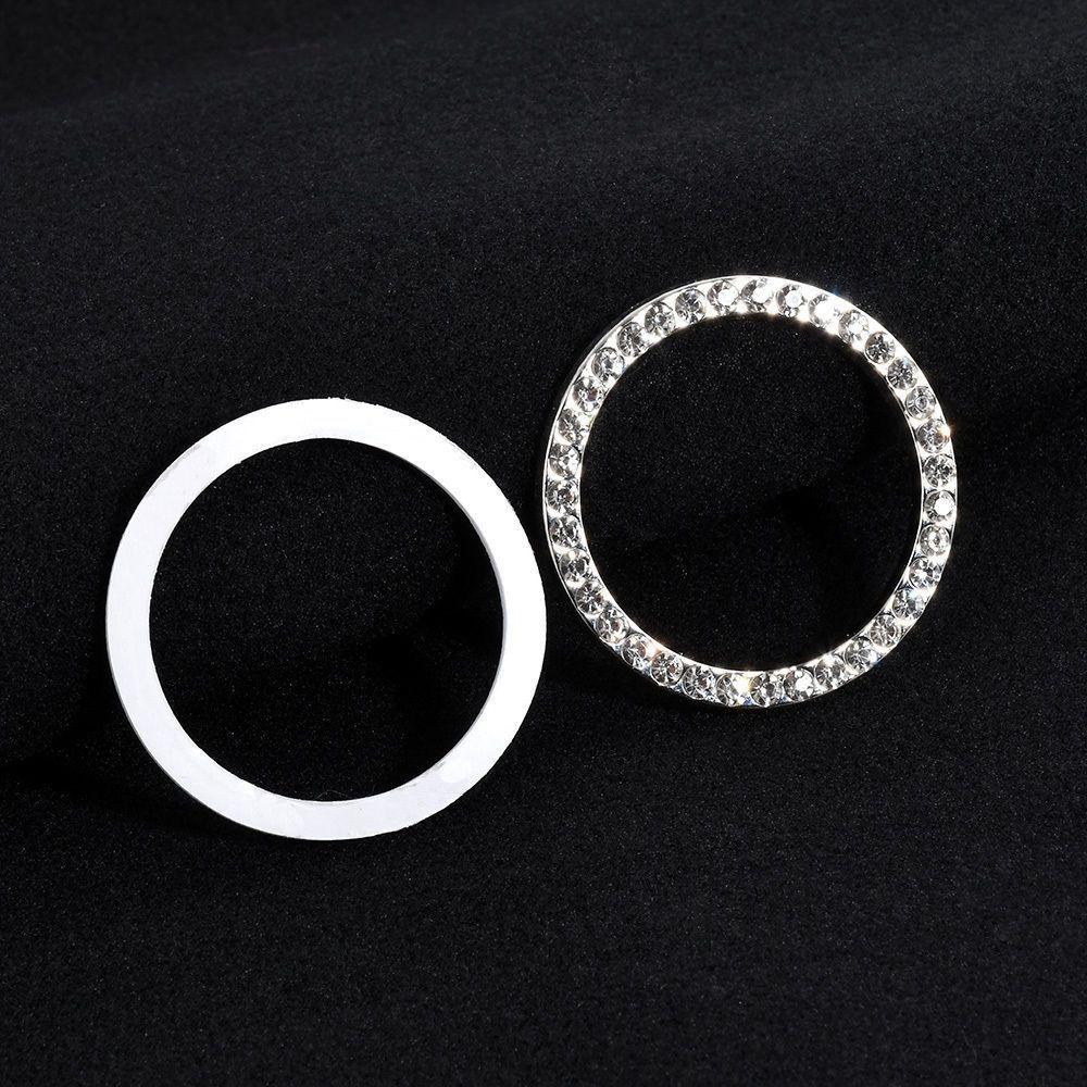 Hot Accessories Silver Circle Car Decoration Diamond Start Switch Button Ring