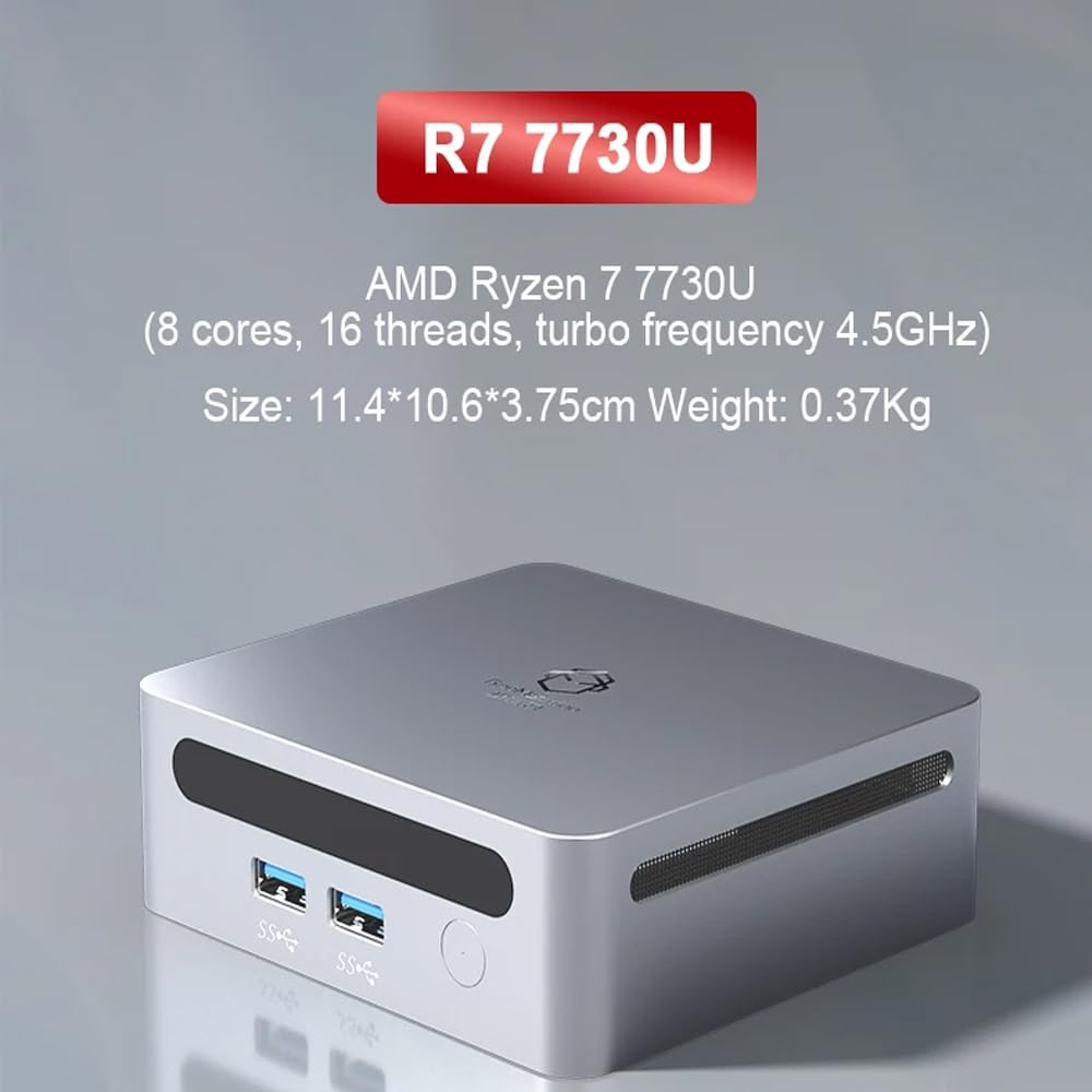 Мини-ПК GZBOX Маленький ПК Windows 11 Pro Оснащен AMD Ryzen7 7730U Маленький ПК 8 ГБ 3200 МГц DDR4 128 ГБ NVME SSD Игровая консоль Супер HD Качество изображения Мини