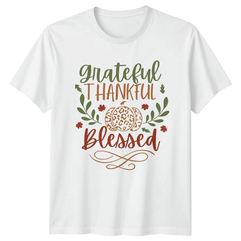 Grateful Thankful Blessed Autumn Leopard TShirt Autumn Thanksgiving Lifestyle