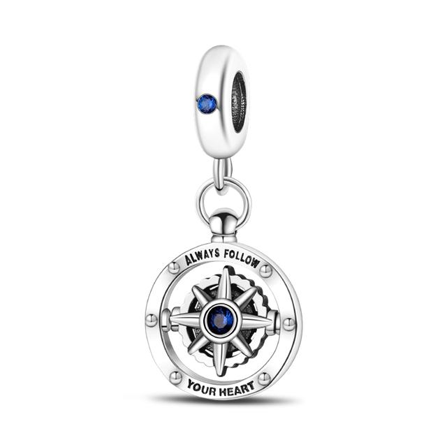 Follow Heart компас висячие подвески бусины кулон серебро 925 пробы подходят оригинальный браслет Pandora браслет DIY для изготовления ювелирных изделий