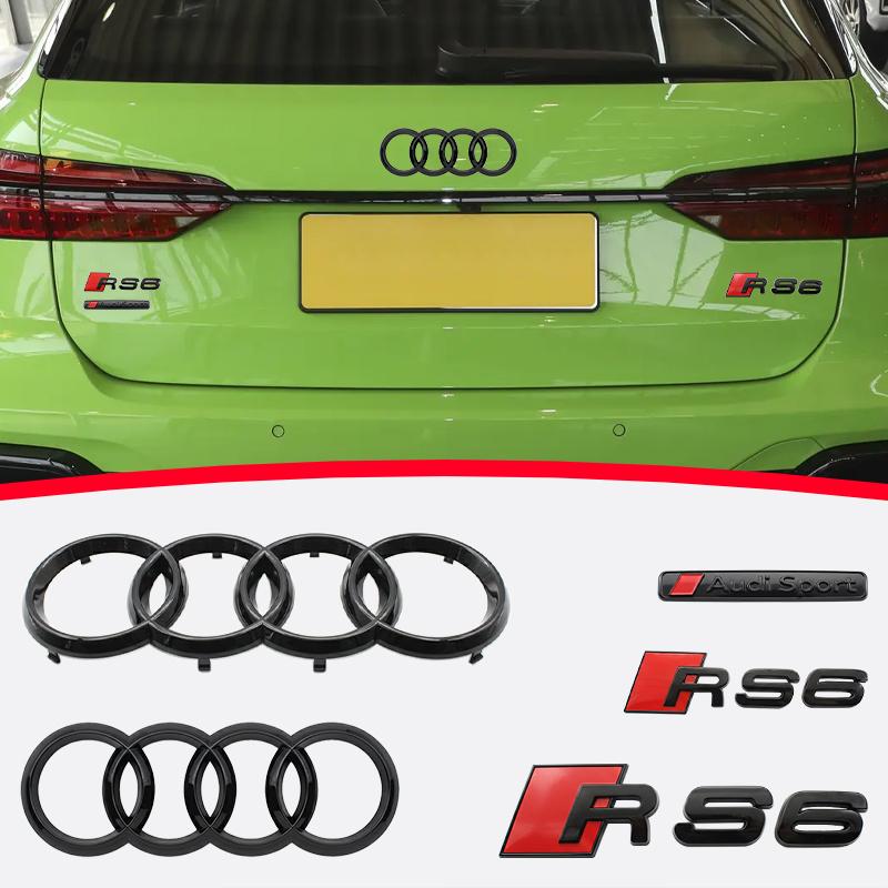 4 Ring Logo 273mm 192mm ABS Car Styling For B RS6 2016-2020 Hood Front Bonnet Grill Rear Trunk Emblem Badge Sticker Accessory