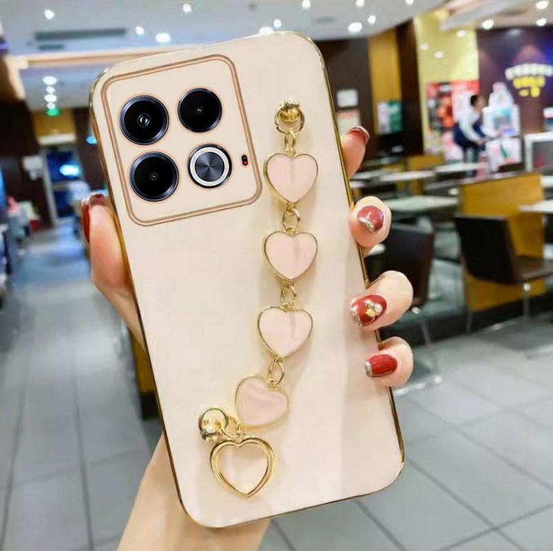 Модный чехол для телефона с цепочкой и браслетом в виде сердца для Redmi Turbo 3, мягкий силиконовый противоударный чехол для Xaiomi Redmi Turbo 3