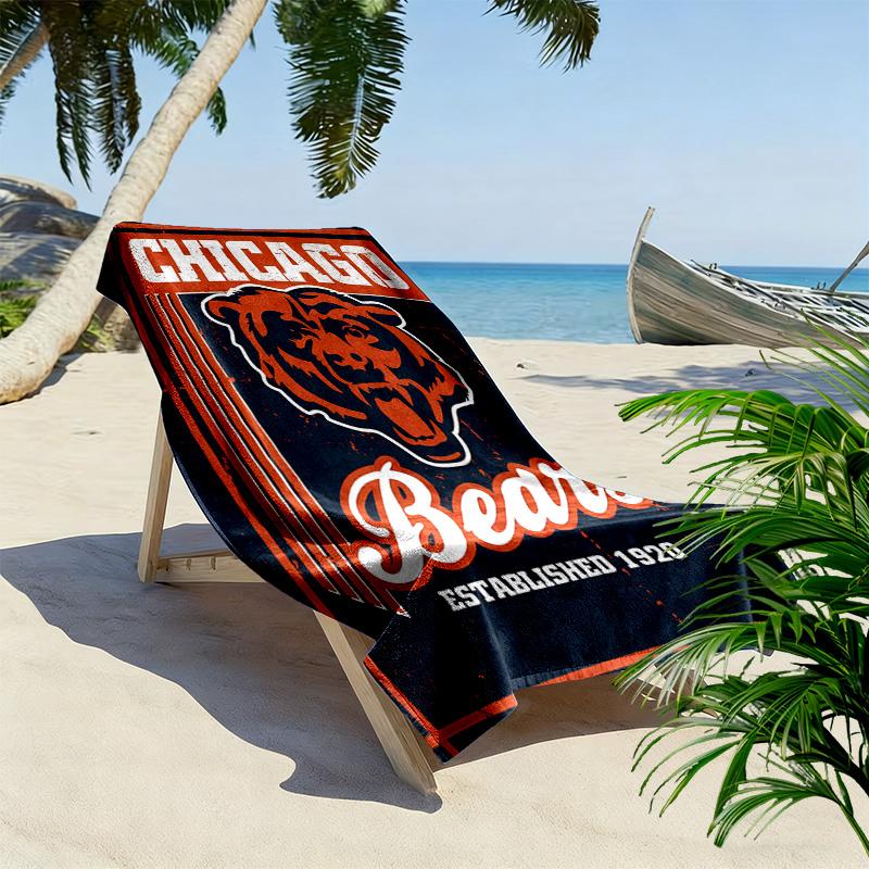 Пляжное полотенце с принтом Chicago Bears, большое, мягкое, быстросохнущее, для пляжа, кемпинга, плавания