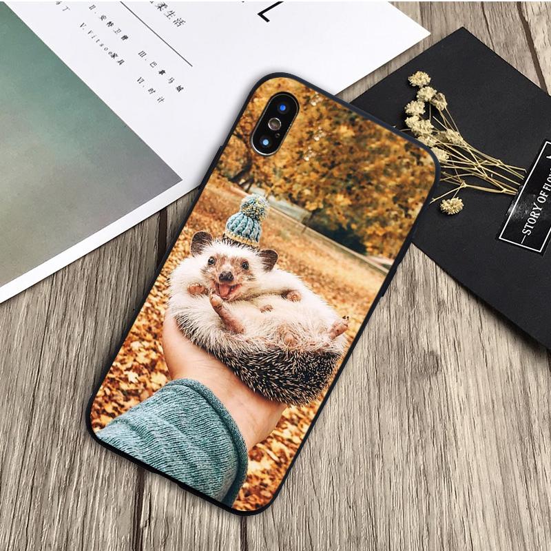 Черный силиконовый чехол для телефона «Ежик» для iPhone 12 XR XS Max 5 5S SE 2020 6 6S 7 8 PLUS X 11Pro Max11