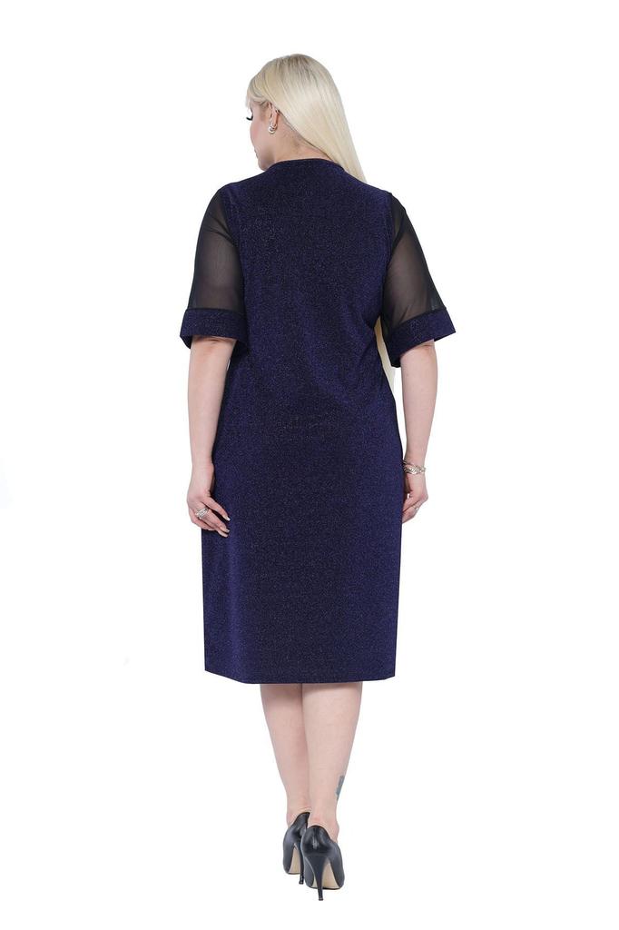 Женское платье большого размера. Блестящее стильное платье больших размеров 21B-2305.