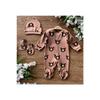 Organic Cotton 3-piece Hospital Discharge Set Baby Rompers Set With Gloves And Hat And Booties Bear Brown
