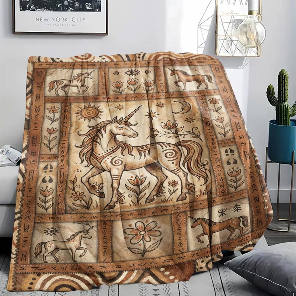 Unicorn Animal Print Flannel Blanket, High quality Comfortable for All Seasons, Home Decor, Warmth and Comfort, Perfect for Christmas Gifts143