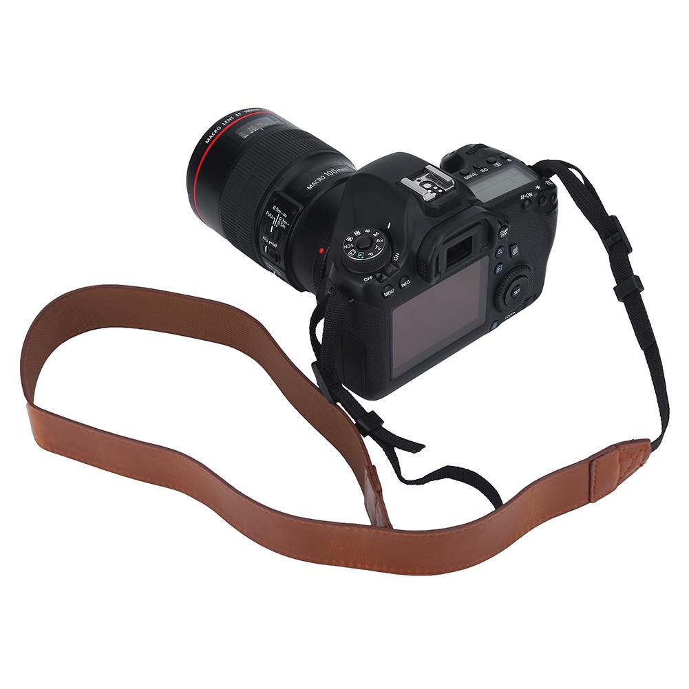 Universal Adjustable PU Leather Camera Shoulder Neck Strap Belt Photography Accessory Brown