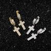 Cubic Zirconia Bling Iced Cross Earring Gold Silver Color Copper Material Earrings for Men Women Hip Hop Rock Jewelry