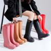 Fashion 2025 New Velvet Rain Boots Fashion Midsole Thick Sole Wear-Resistant Anti-Slip New Foreign Trade Style