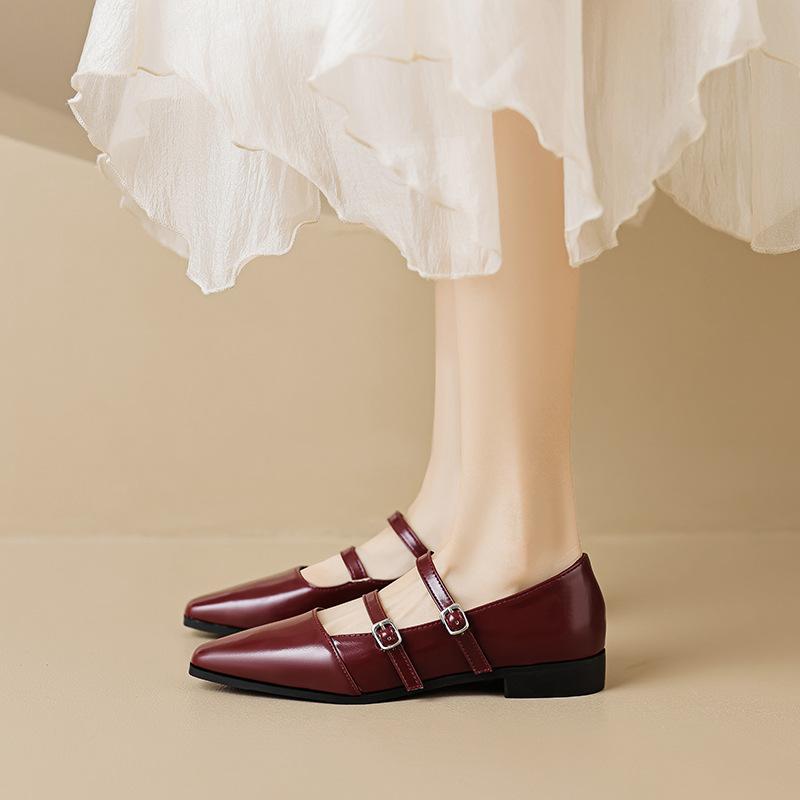 Weiwei Girl 6831-1 French Pointed Single Shoes Women's Flat Bottom with Mary Jane Shoes Shallow Mouth Korean Version Women's Shoes