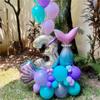 34pcs Mermaid Theme Purple Pink Tail Shell Foil Balloon Number Balloons Girls Birthday Babyshower Ocean Party Decoration