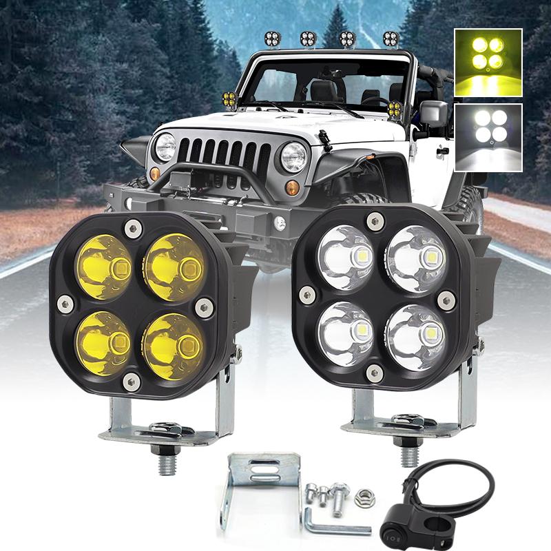 3 Inch 40W White Amber Motorcycle Driving Lights Led Work Light Bar Square Spotlight 4x4 Offroad Truck