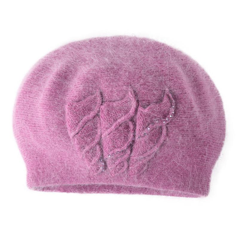 Осенне-зимняя шерстяная шапка, женская кепка, корейская элегантная модная теплая двухслойная тканая берет из кроличьей шерсти