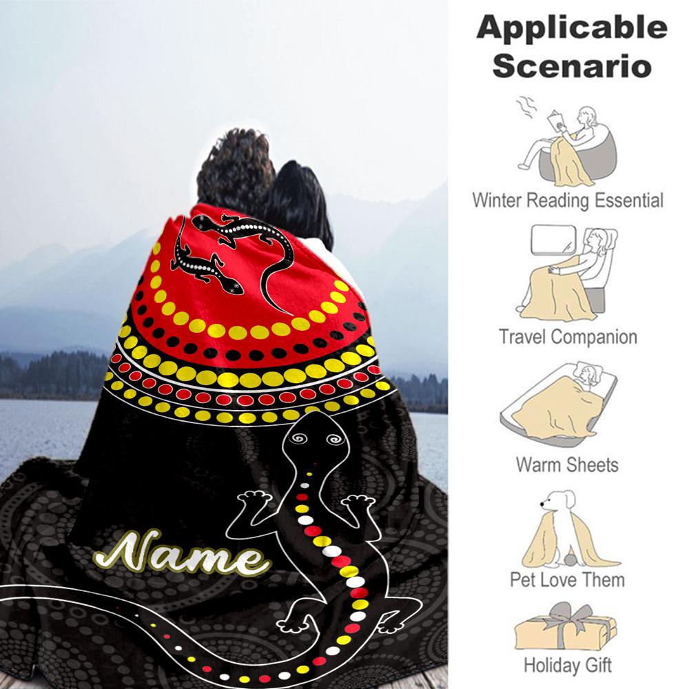 Black Gecko Customize Your Name Blanket Cozy Personalized Blanket Warmthful Decor Throw For Seaside Chair Bed Office for All Occasions
