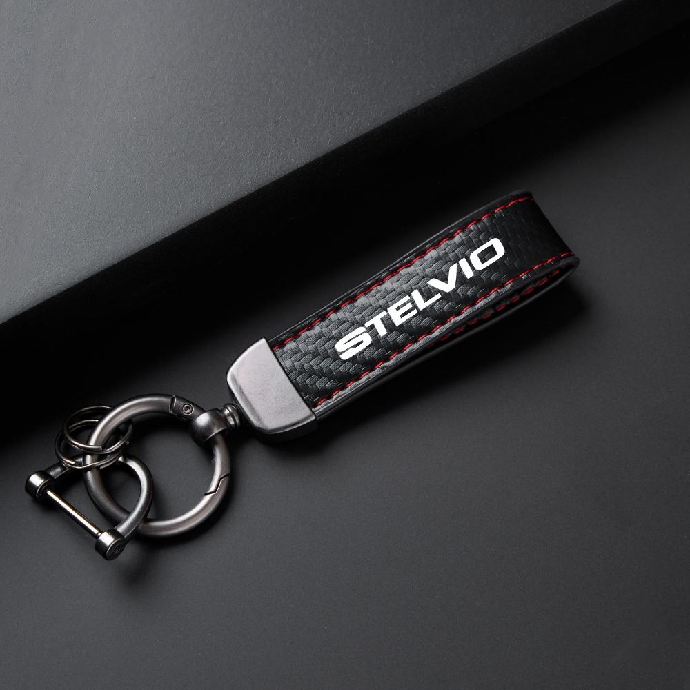 CQSUV1 Exquisite Carbon fiber Keychain Auto custom Key Ring For Alfa Romeo 147 156 159 MITO Giulietta Giulia Stelvio Accessories