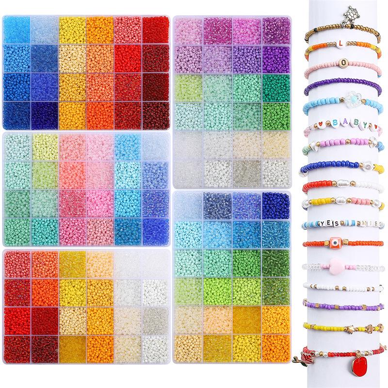 24 Grid Millet Beads Set Box 3 Color Collision System Glass Rice Beads Handmade Diy Making Beads Bracelet Necklace Jewelry Accessories Lovely Colour
