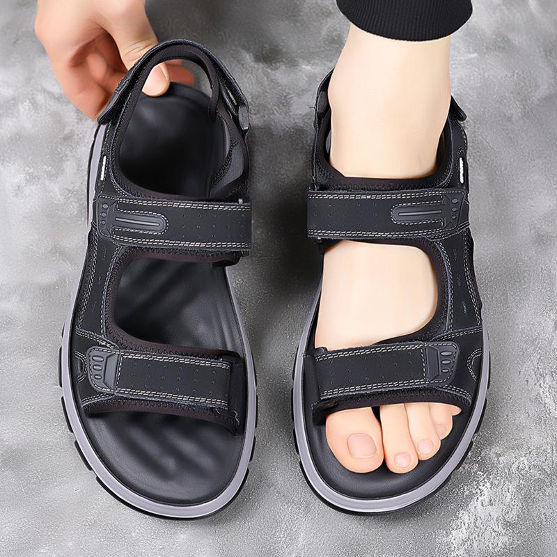 Fashion Genuine Leather Men's Sandals Fashion Summer Outdoor Hiking Trekking Shoes for Men Beach Slippers Breathable Casual Sneakers