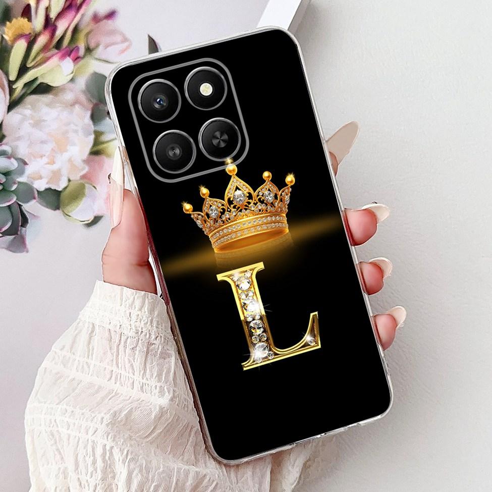 Clear For Honor 400Smart 5G LGN-NX1 Case For Honor 400 Smart Cover Luxury A-Z Letters Fashion Flowers Crown Soft Bumper Casing