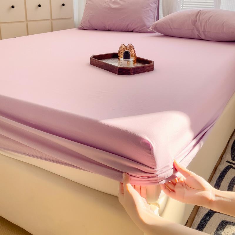 Постельное белье современного дизайна, из ткани с принтом в виде узора «линеллае» светло-зеленого цвета, хлопок, дышащее, наматрасник, красочная простыня на резинке с наволочкой