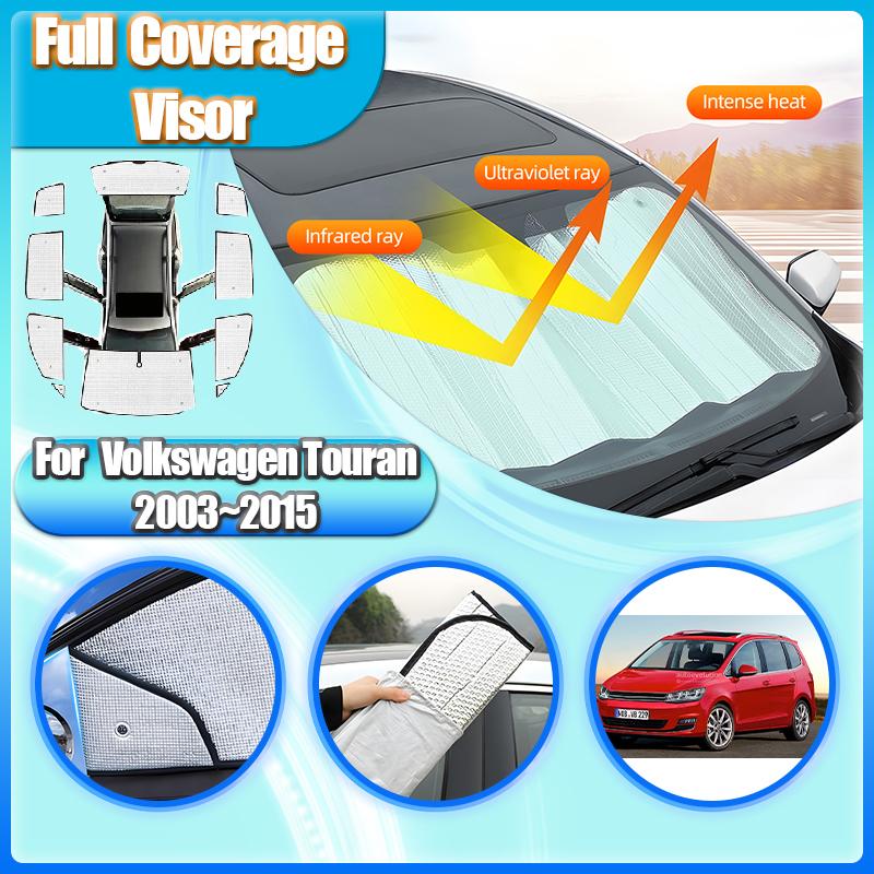Full Coverage Sunshades For Volkswagen VW Touran Accessories 2003~2015 MK1 1T Window Windshields UV Protection Car Accessories