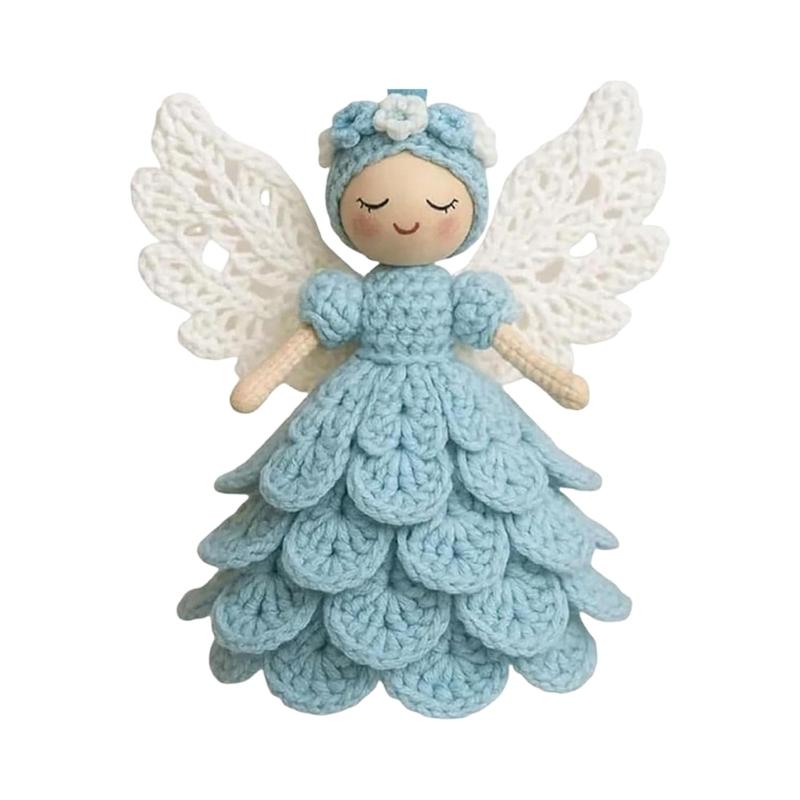 Crochet Christmas Angel Ornament Set For Beginner Adult Handmade Craft With Step-by-Step Tutorial Instruction Hook Yarn