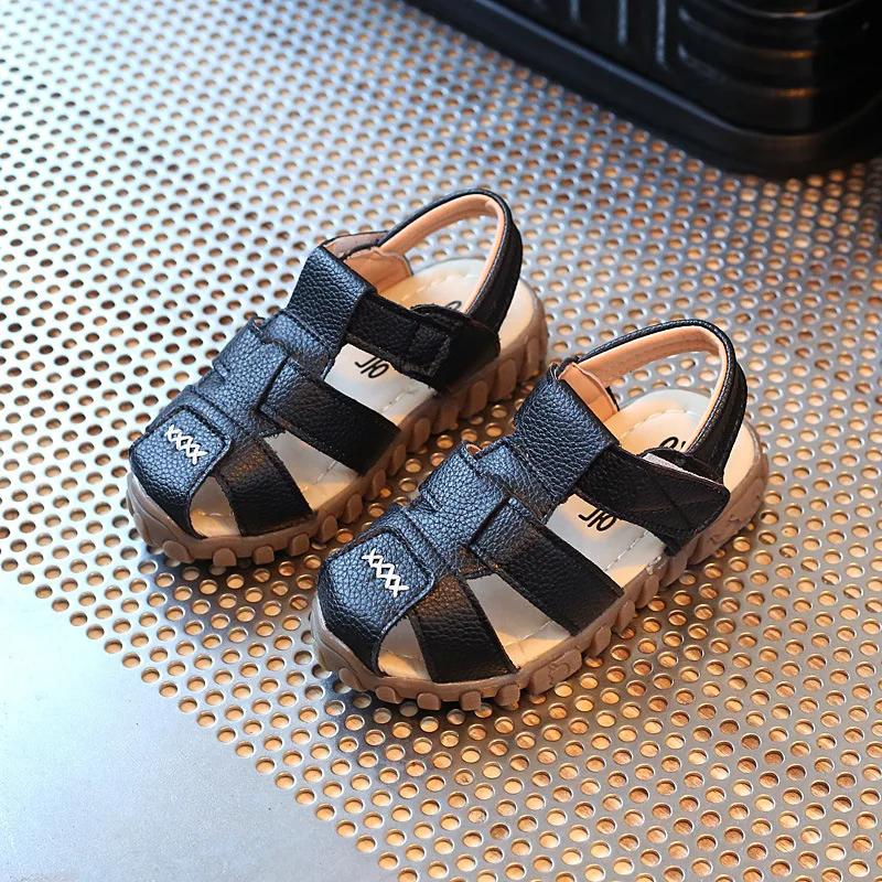Summer Boys Sandals PU Leather Retro Casual Gladiator Roman Beach Shoes Toddler Boy Cut-outs Soft Soles Kids Shoes Flats H06161