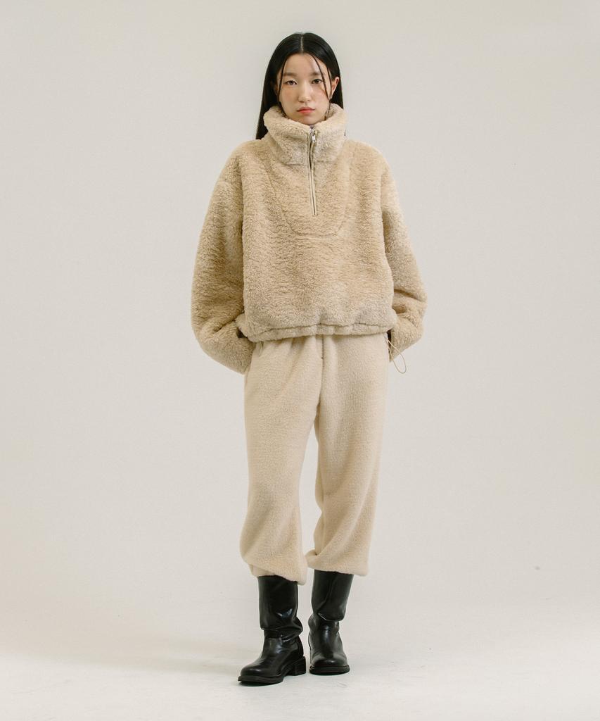 Брюки Nevel Everywear с меховой отделкой_Слоновая кость
