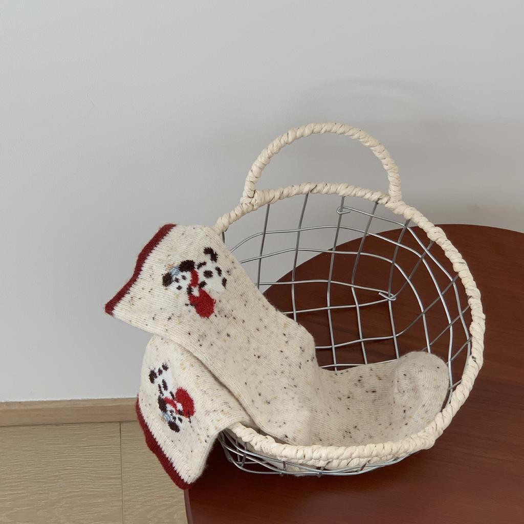 Универсальные средние носки-трубы Love Wool Socks Бесшовные Теплые Милые Японские и Корейские Щенки Женские Мультяшные Утепленные Компрессионные Носки