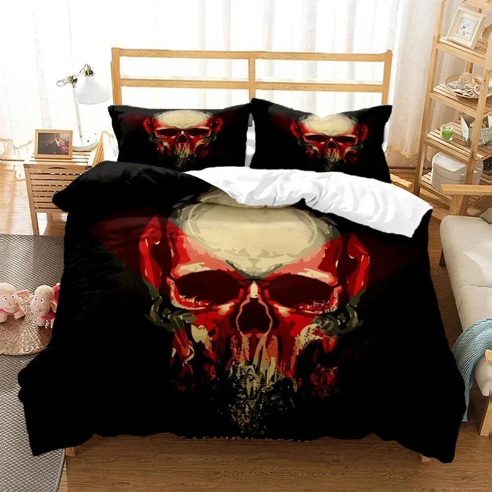 Mysterious Black Skeleton Digital Print Polyester Bedding Sets Child Kids Covers Boys Bed Linen Setfor Teens Bed Sheet Set