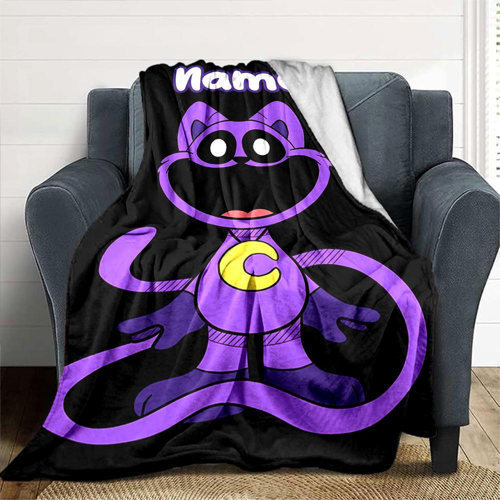 Customiz Name Personality Smiling Critters Blanket Soft &Warm Sofa Office Bed Travel Lunch Break Blanket, Gift Suitable All Seasons