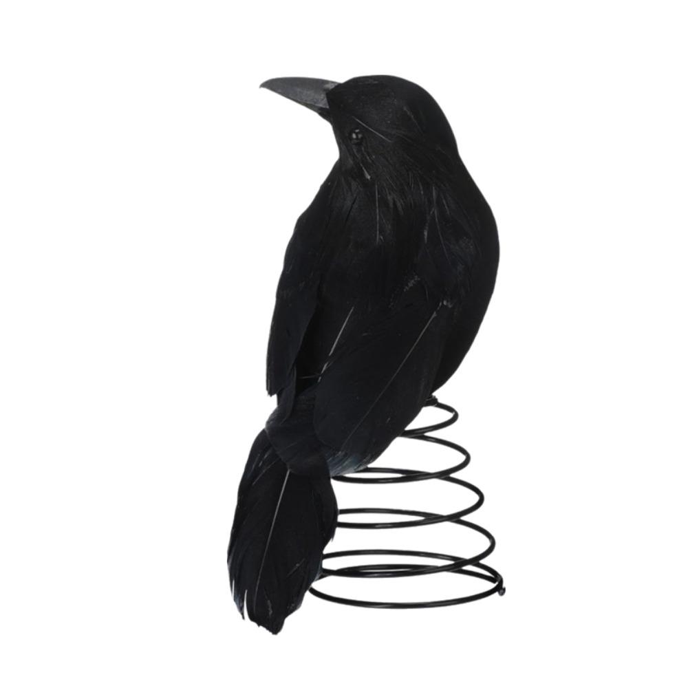 Terrifying Straw Doll Ornament Flexible Spring Base Halloween Raven Desk Doll Ghost Festival