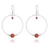 [R1050] - Handmade Silver Earrings 'Mineralia' Red Agate Silver - 50 Mm 8 Mm