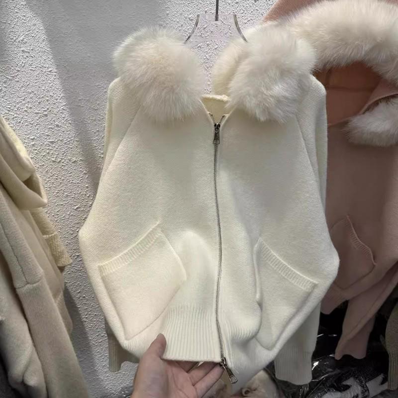 Womens Oversized Hooded Zip-Up Knit Cardigan Winter Thick Soft Acrylic Blend Sweater Coat Loose Casual Style
