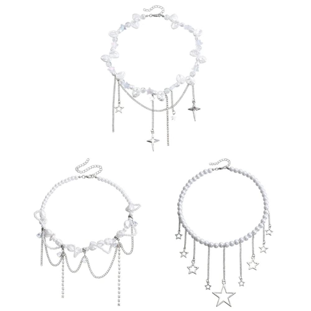 Крутое ожерелье из искусственного жемчуга, милое нерегулярное колье из искусственного жемчуга для женщин