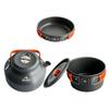 Fkstyle Outdoor Cookware Cooker Set Kettle Pot Frying Pan Set Tools Cooking Compact Camping 3-Piece [Product]