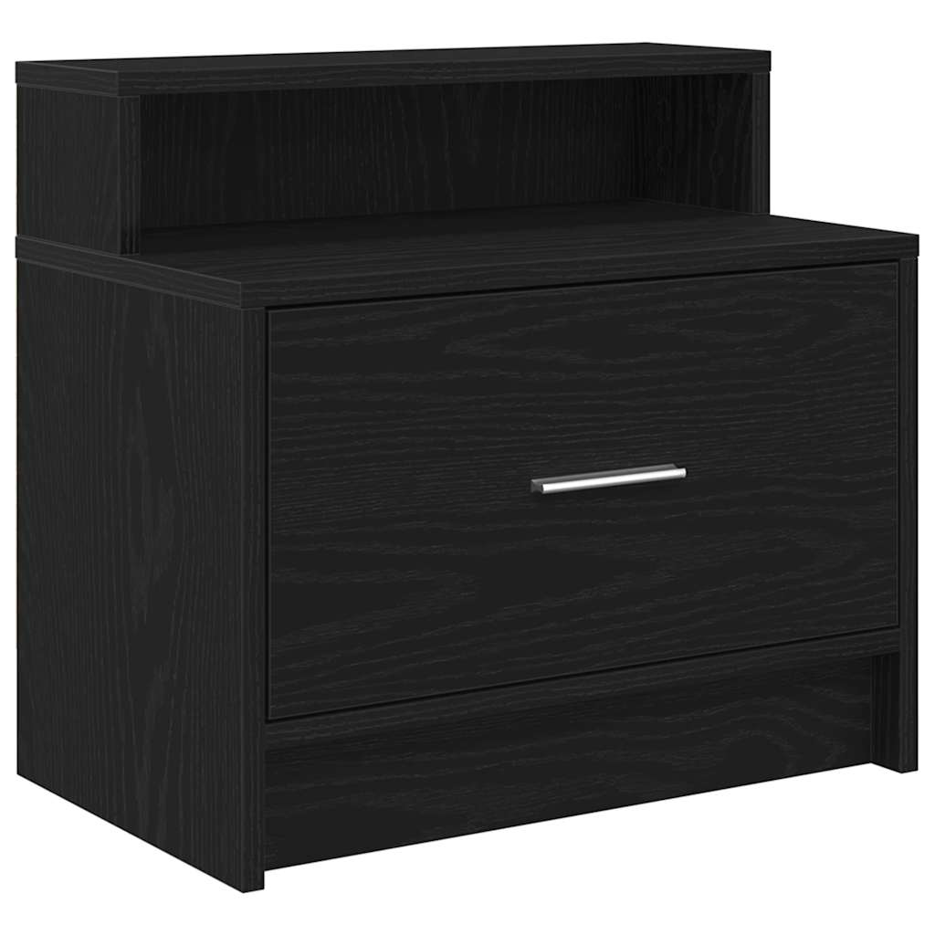 Nightstand with Drawer Black Oak Effect 51 x 31 x 47 cm