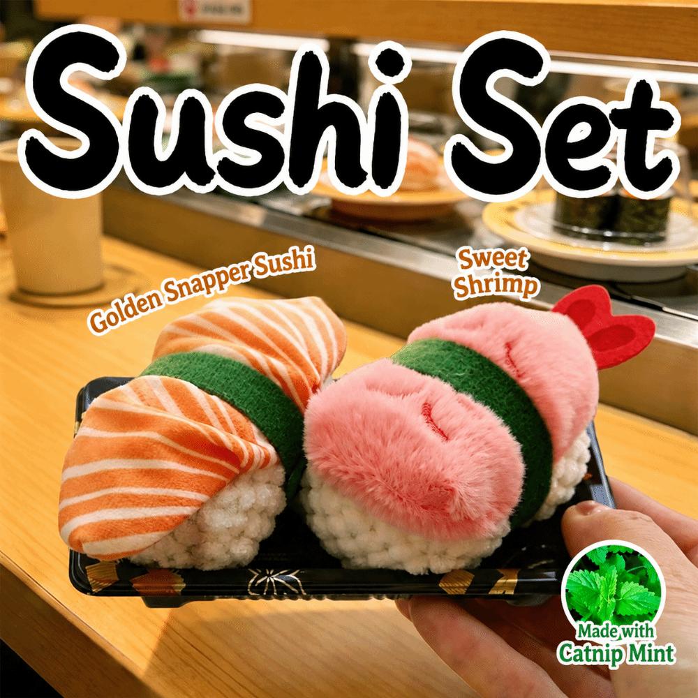 2Pcs/Set Crinkle Sound Cat Chew Plush Toy Interactive Catnip Cat Toy Sushi Cat Toys Pet Supplies
