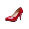 Spring and Summer Footwear High-heeled Shoes with Round Head, Shallow Mouth and Patent Leather Plus Size