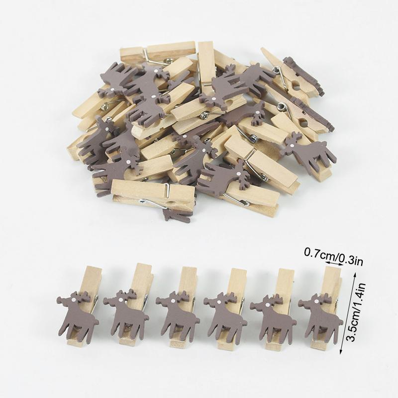 20Pcs Christmas Wooden Clips New Year Party Photo Wall Clip DIY Christmas Ornaments Decoration for Home Xmas Tree Snowflake Pegs