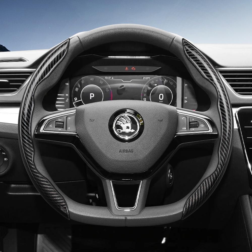 KTDJ9 Подходит для Skoda Рулевое колесо с текстурой под карбон, с сегментированным дизайном и быстрой фиксацией, долговечное, для Octavia