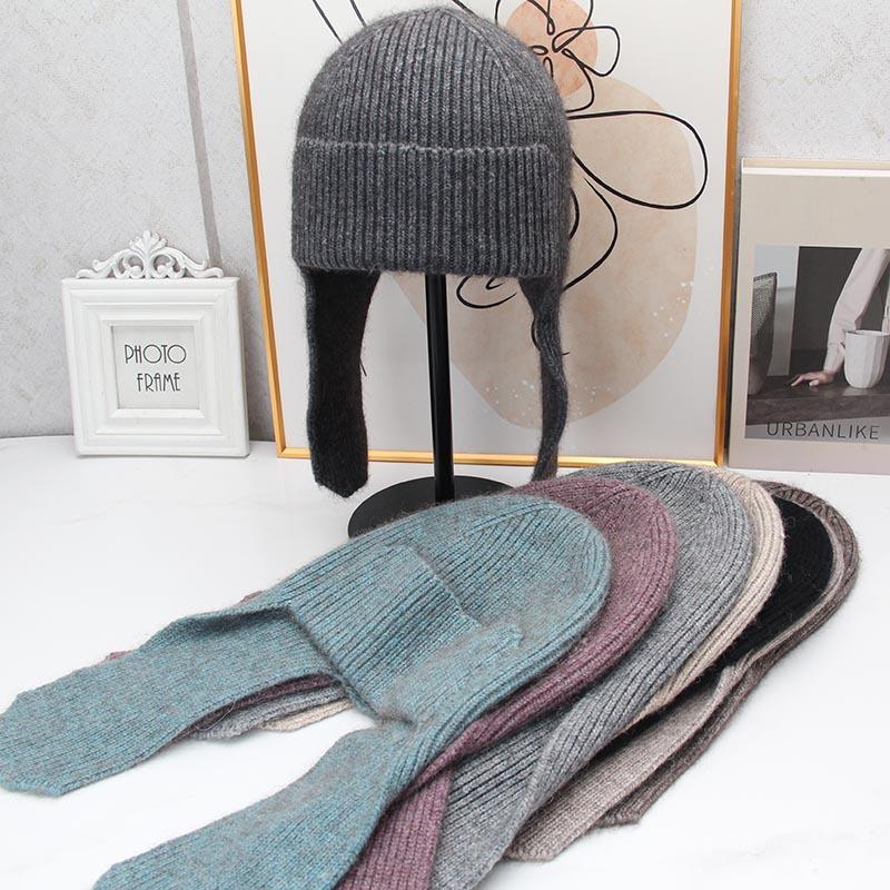 New yak velvet Lei Feng knitted hat women's ear protector knitted hat women's retro warm cold hat outdoor cold proof pullover hat