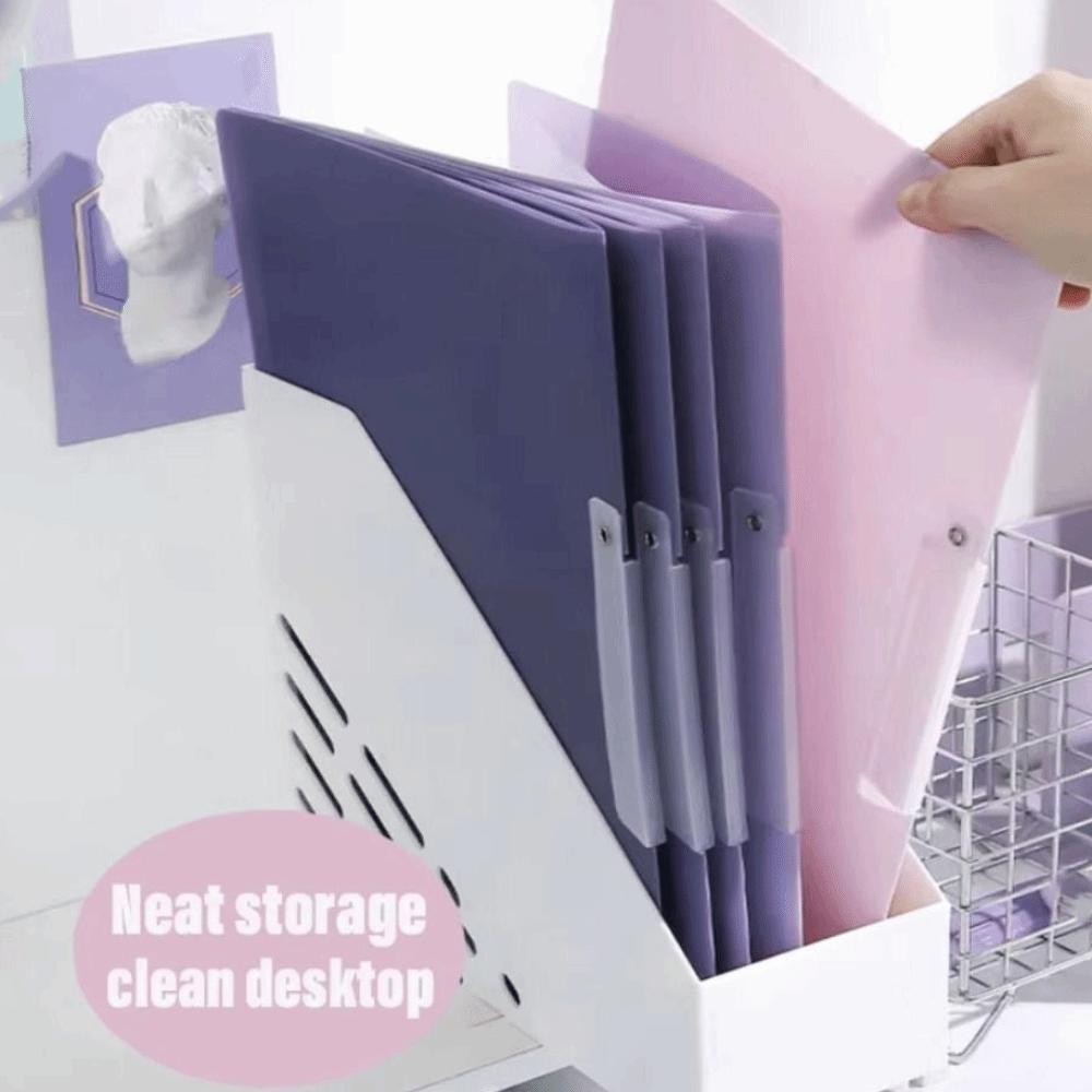 5Pcs Waterproof A4 File Folder Gradient Design Test Paper Storage Clip Document Container Contract